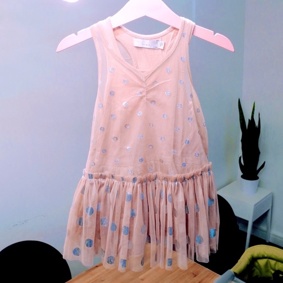 ♥️ Stella McCartney Kids Blush Metallic Dot tulle party dress 2T